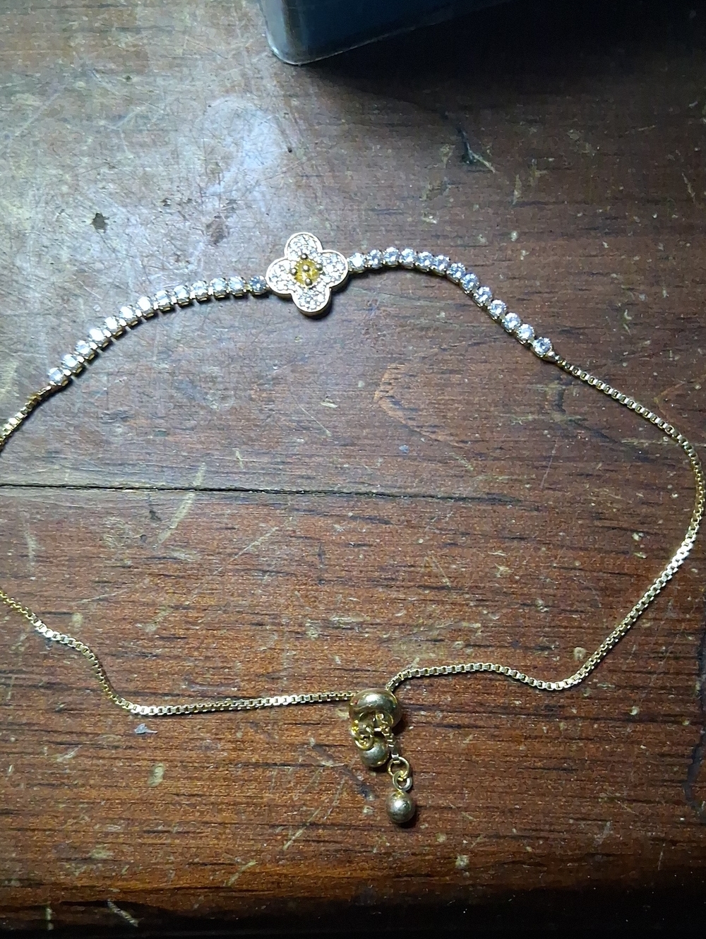 Elegant Gold-tone Floral CZ Bracelet - Women Jewelry